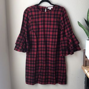 Plaid Bell Sleeve Dress  🎄